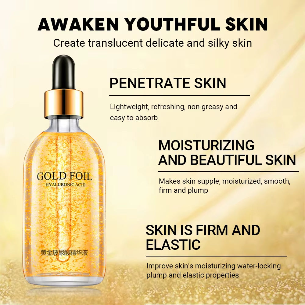 100Ml 24K Gold Hyaluronic Acid Nicotinamide Face Serum Facial Moist Collagen Essence Smoothes Wrinkles Skin Care Serum